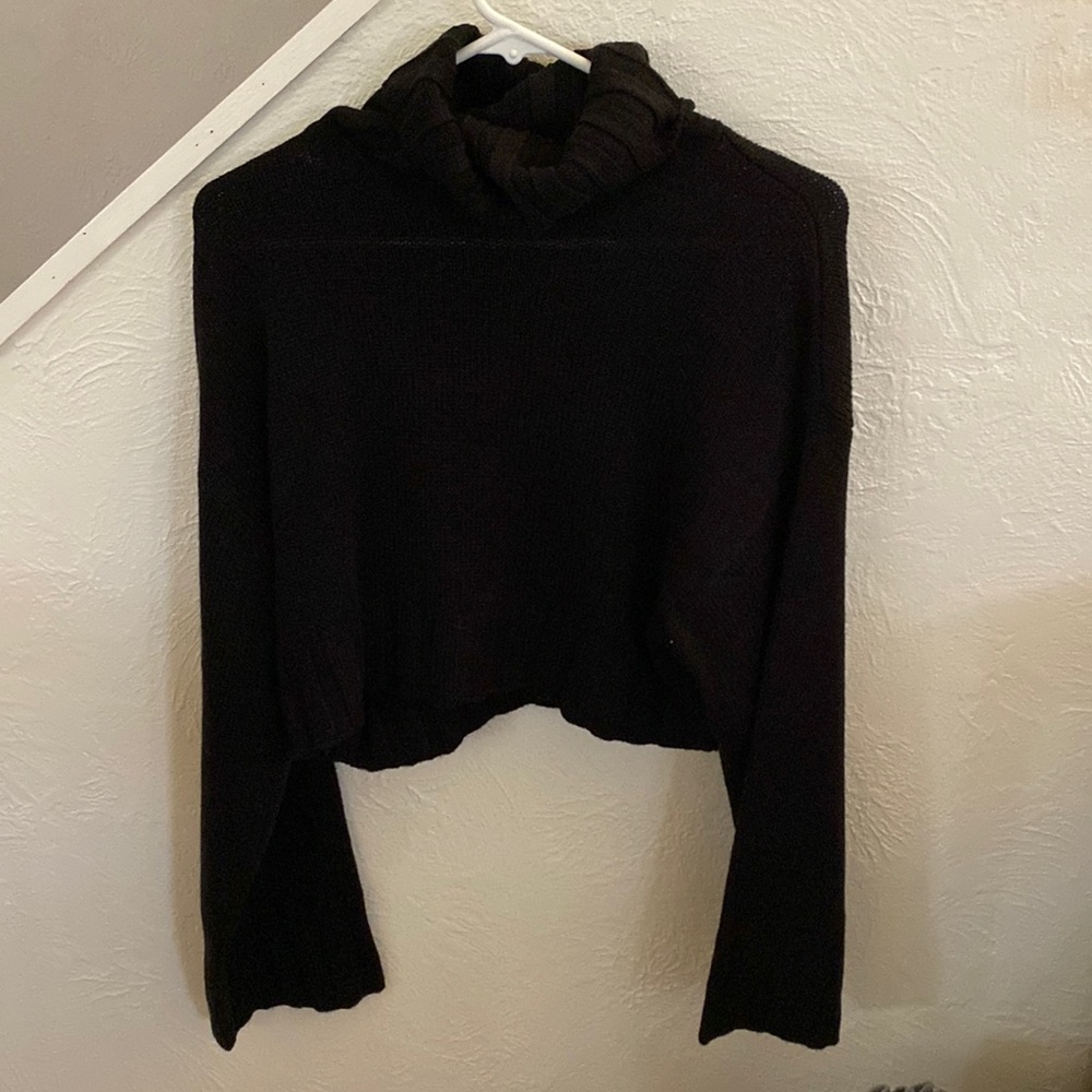 Black Cropped Turtleneck Sweater NWOT